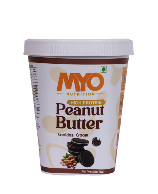 MYO Nutrition Cookies and Cream Peanut Butter 1 Kg | High Protein | Zero Cholesterol | Zero Trans Fat | Rich in Fiber | No Preservatives