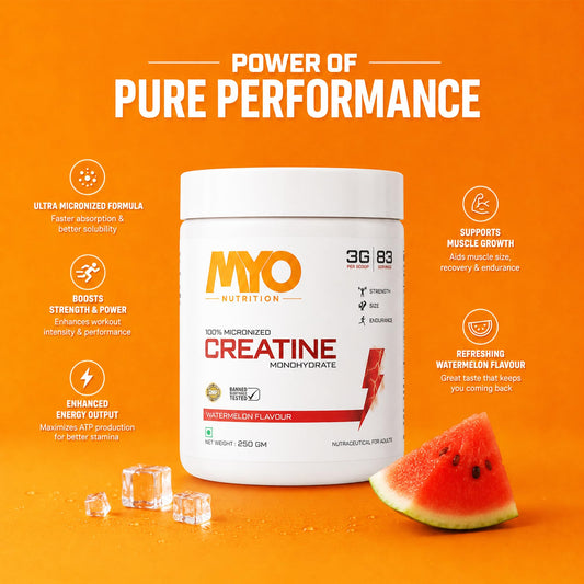 MYO Nutrition 100% Micronized Creatine Monohydrate - 250g - Watermelon Flavour