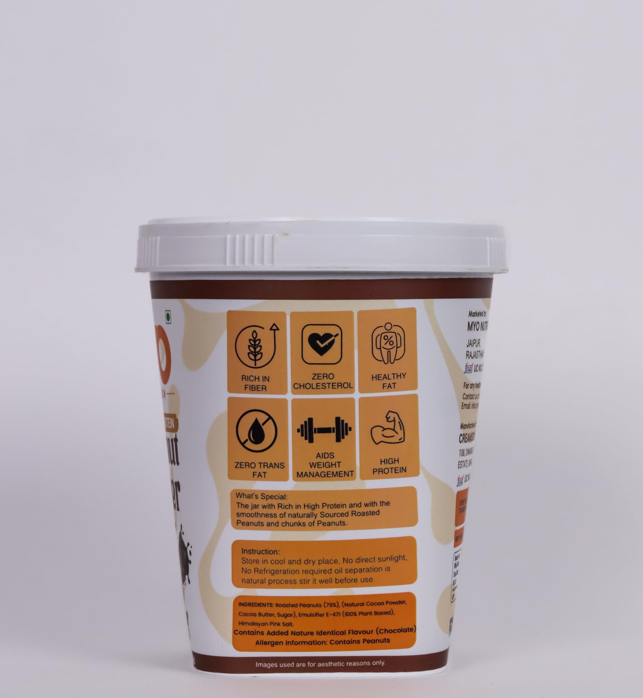 MYO Nutrition Dark Chocolate Crunchy High Protein Peanut Butter 1 Kg | 22g Protein Per 100g | Zero Cholesterol | Zero Trans Fat | Rich in Fiber