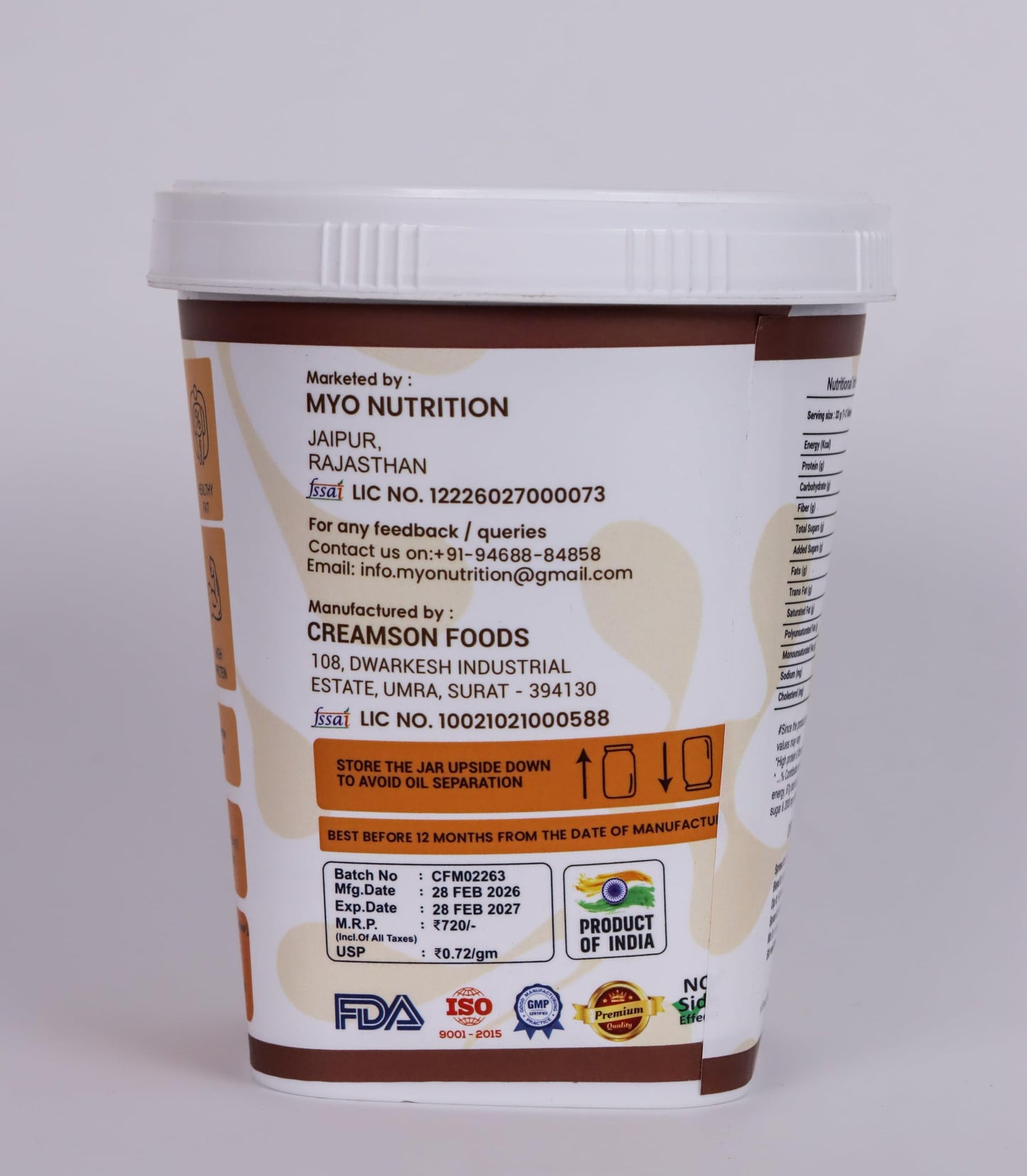 MYO Nutrition Mawa Malai Creamy Peanut Butter 1 Kg | High Protein | Desi Flavour | Zero Cholesterol | Zero Trans Fat | Rich in Fiber