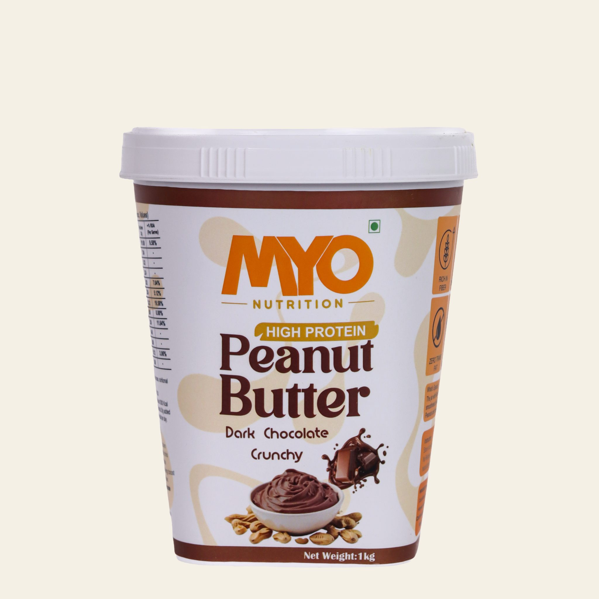MYO High Protein  Dark Chocolate Peanut Butter | Crunchy 1 Kg