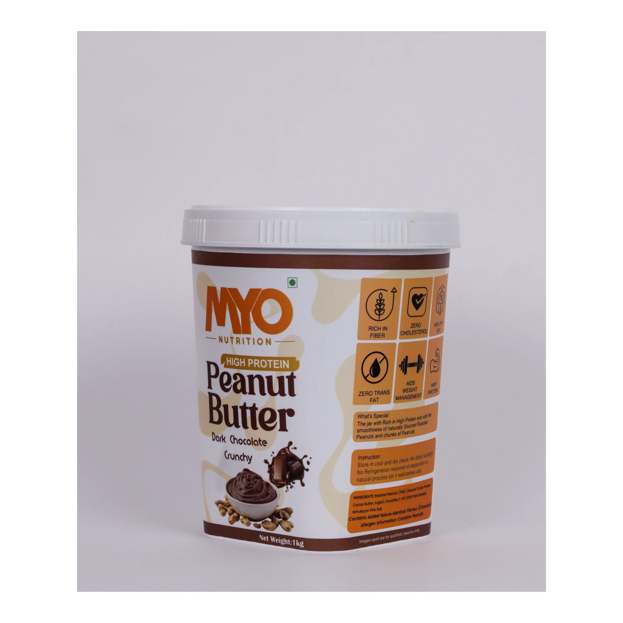 MYO High Protein  Dark Chocolate Peanut Butter | Crunchy 1 Kg
