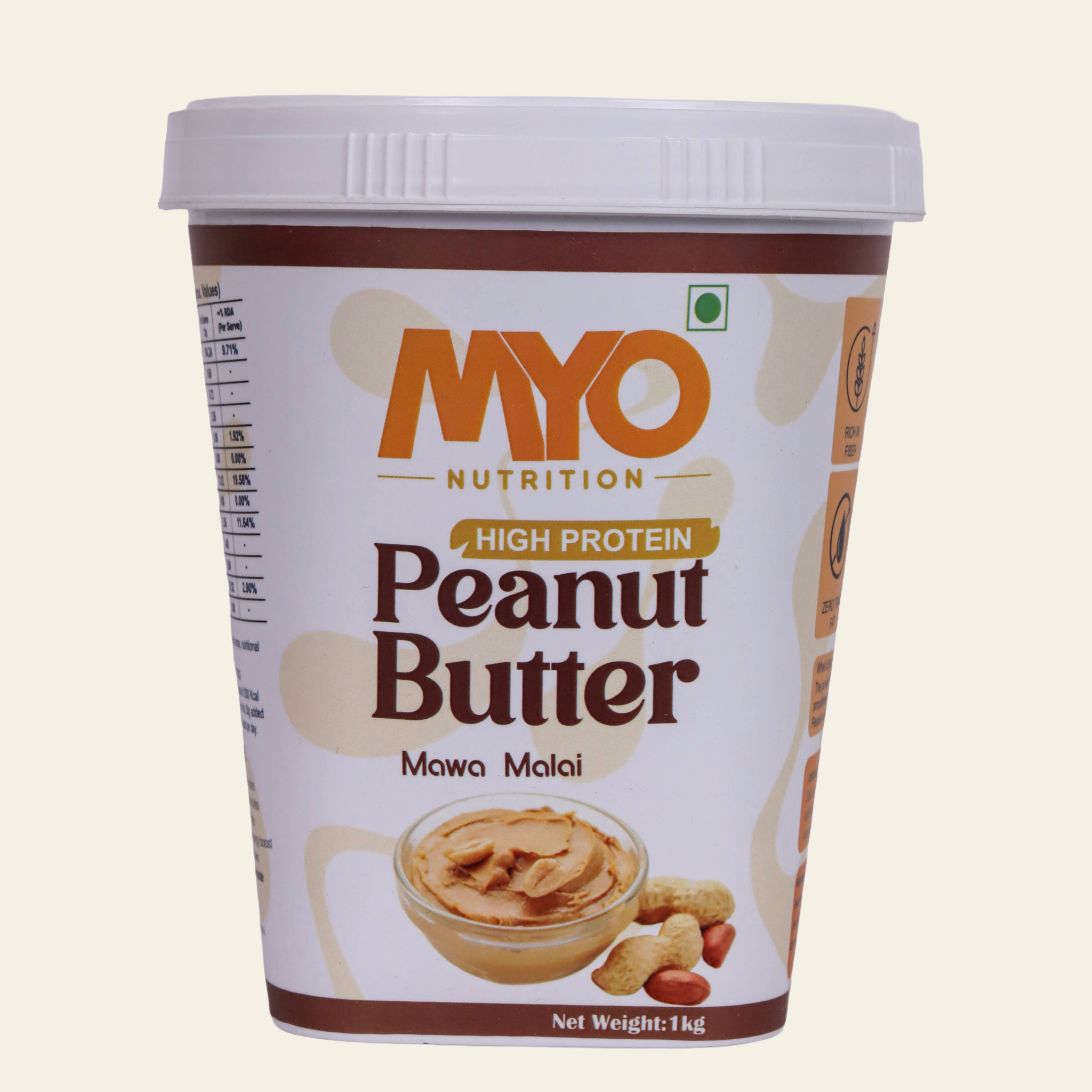 MYO Nutrition Mawa Malai Creamy Peanut Butter 1 Kg