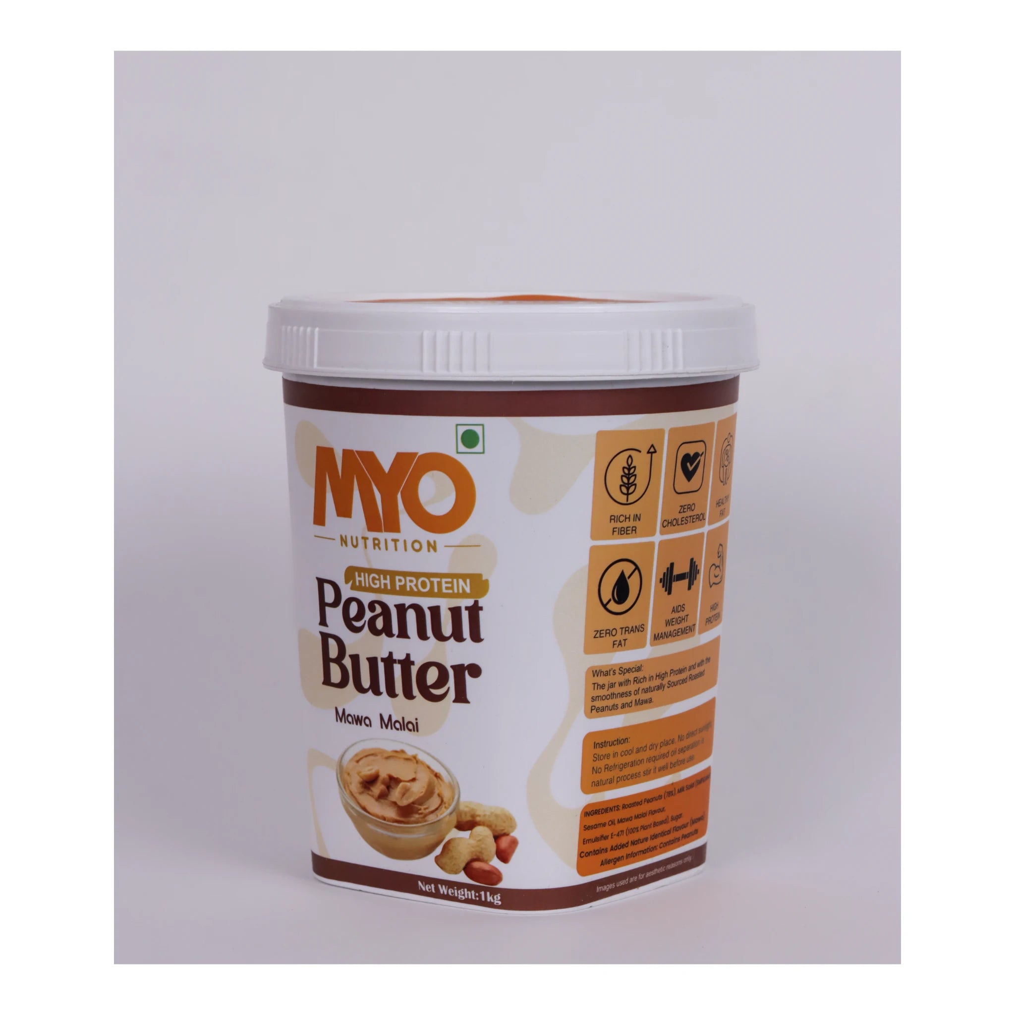 MYO Nutrition Mawa Malai Creamy Peanut Butter 1 Kg