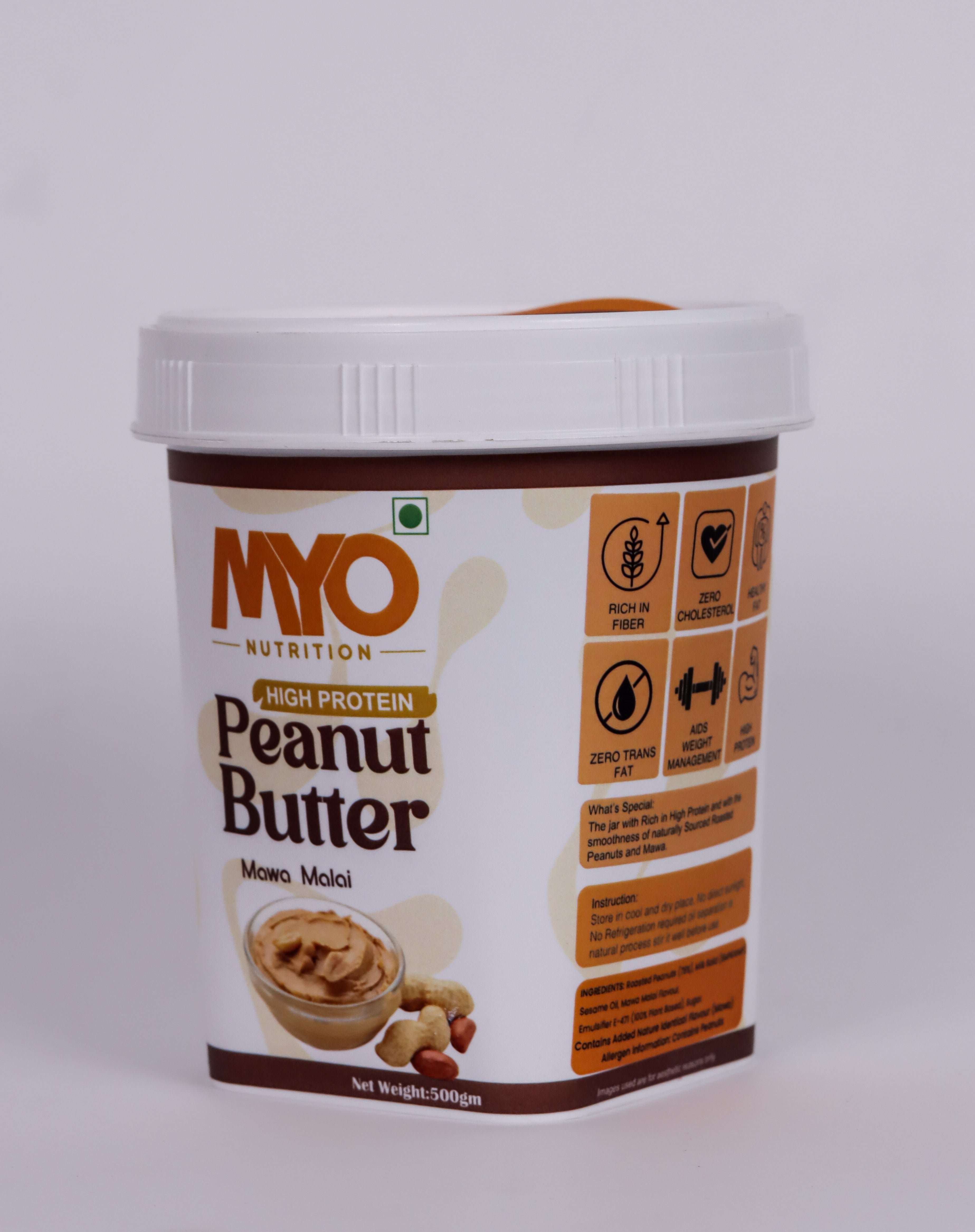 MYO Nutrition Mawa Malai Creamy Peanut Butter 500 g