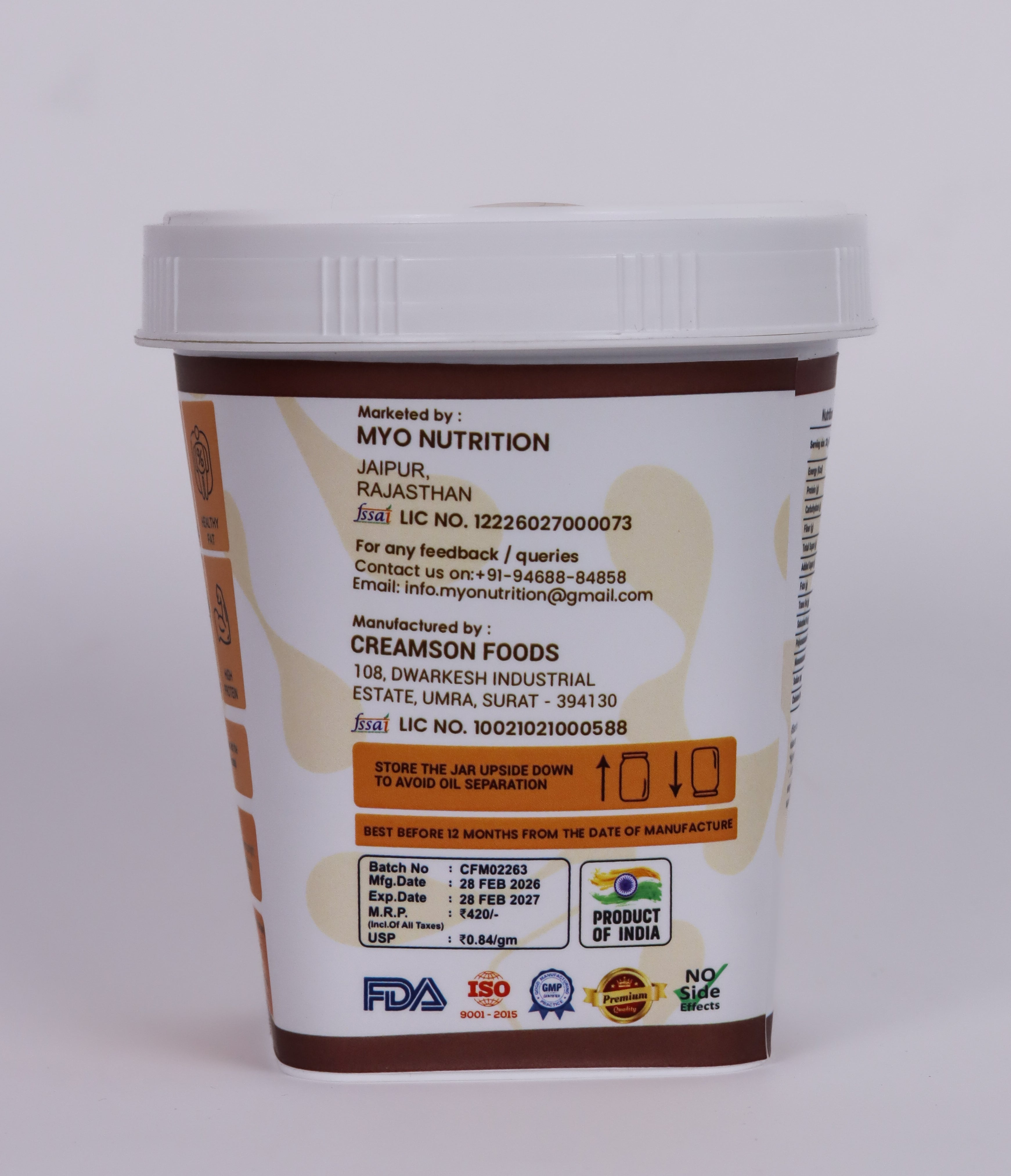 MYO Nutrition Mawa Malai Creamy Peanut Butter 500 g