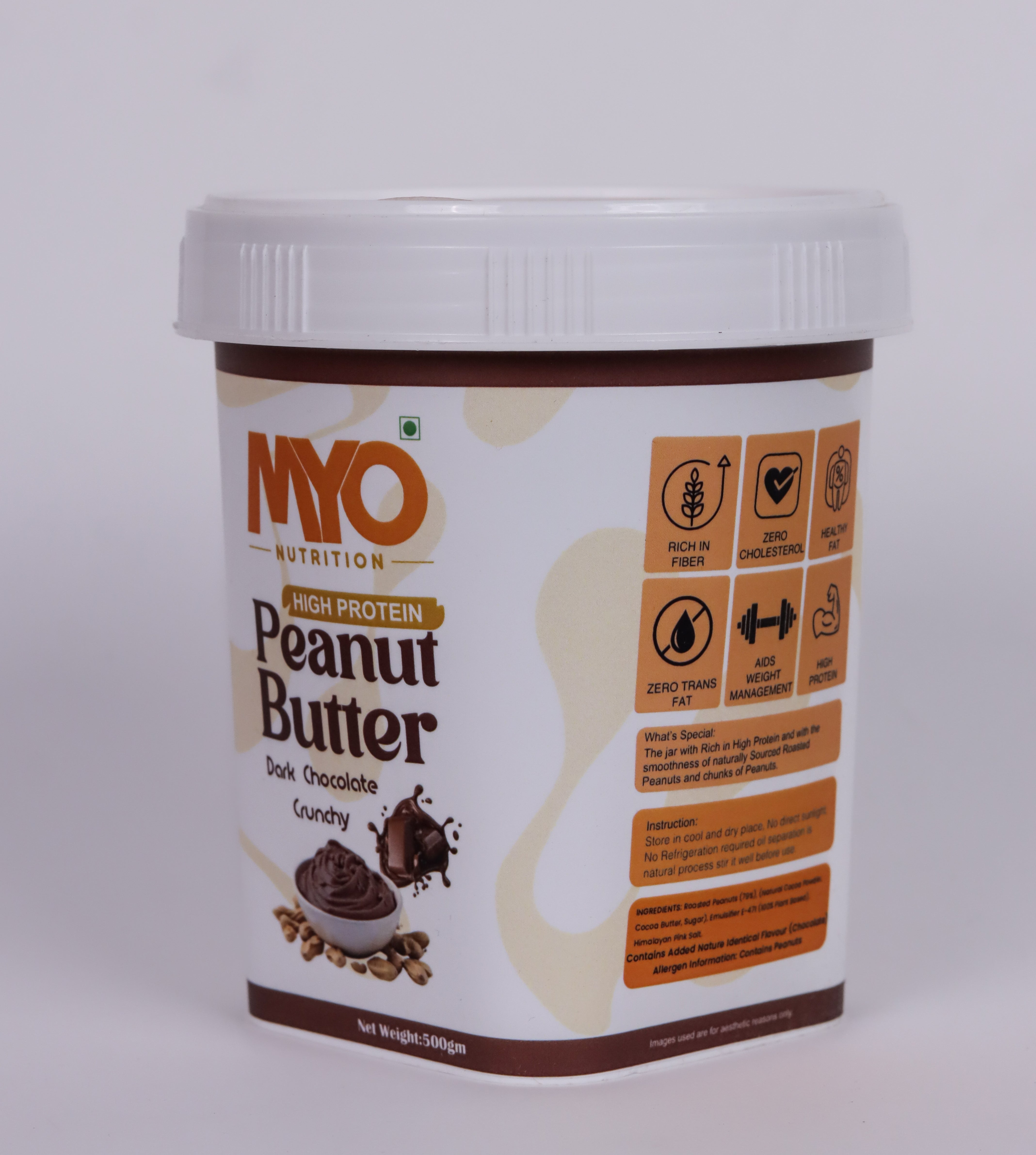 MYO High Protein  Dark Chocolate Peanut Butter | Crunchy 500 g